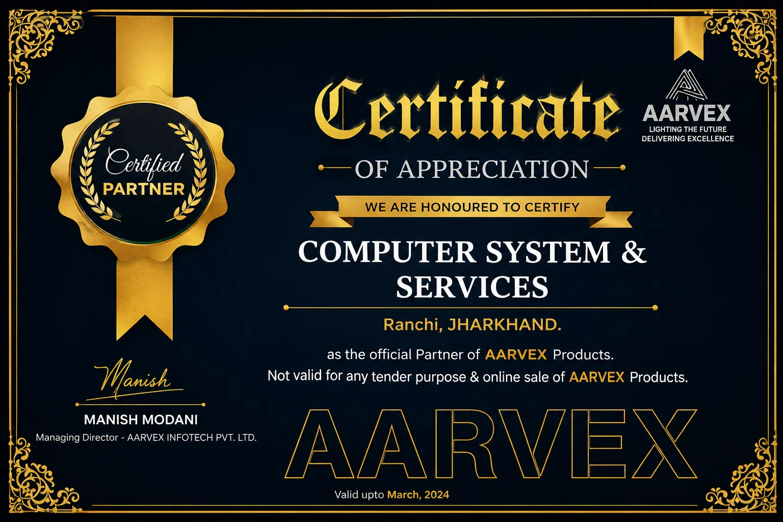 Aarvex Certificate